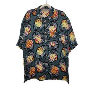 Vintage Aloha Sundays Rayon Fish All Over Surf Surfer Hawaii Button Shirt